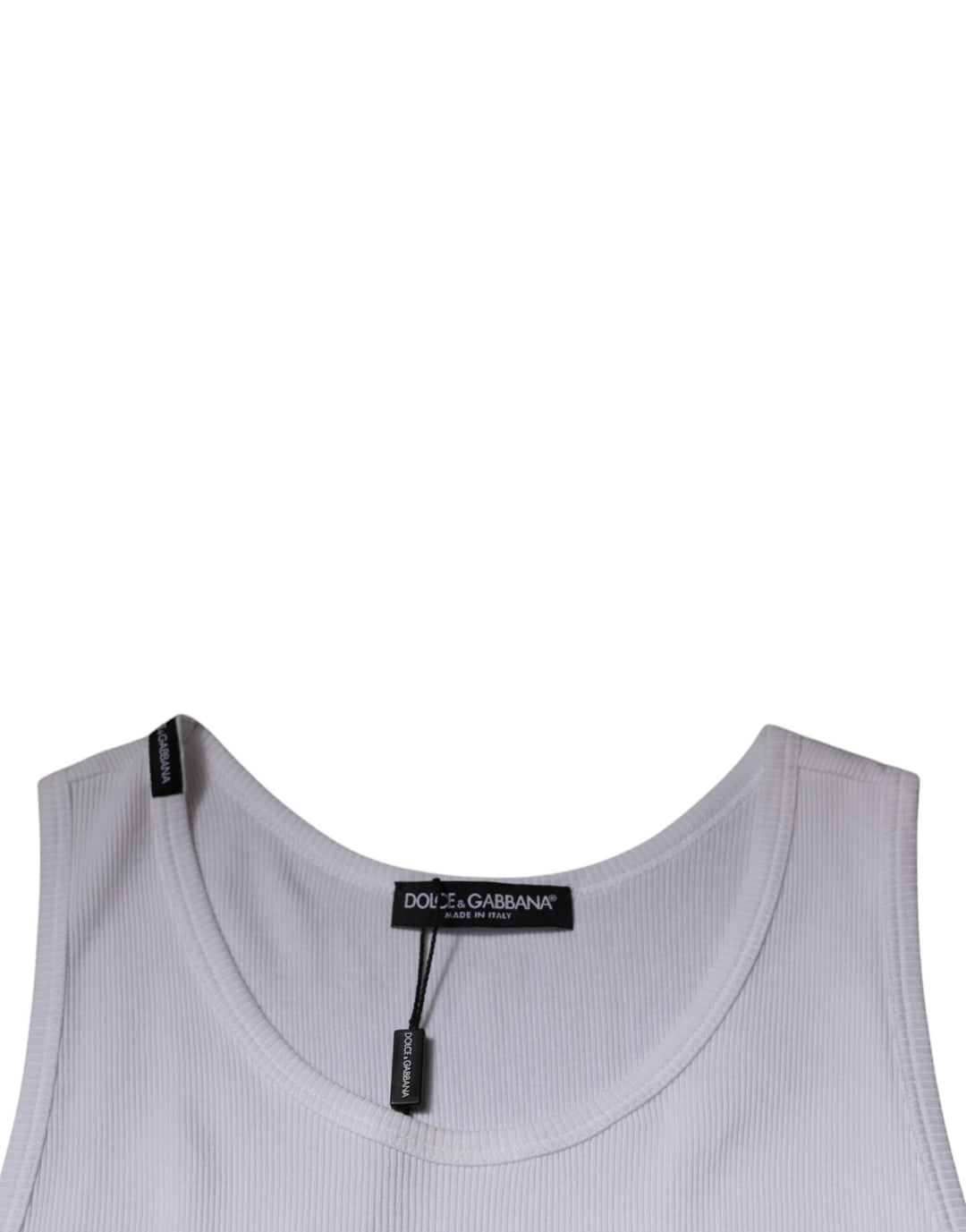 Dolce &amp; Gabbana White Cotton Sleeveless Round Neck Tank T-shirt