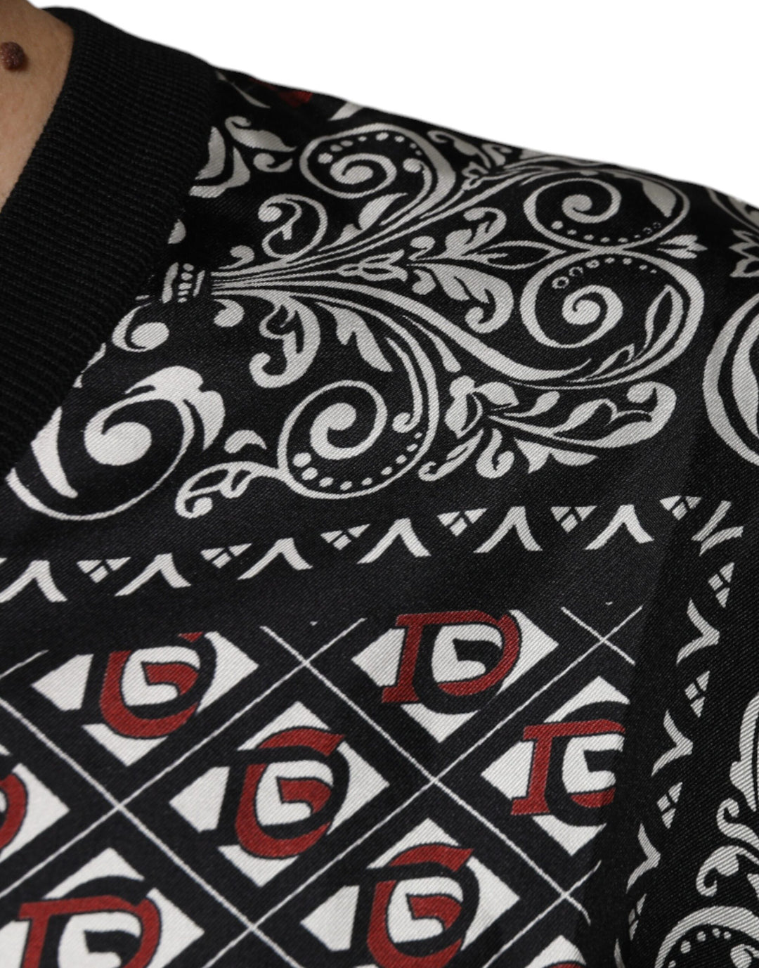 Dolce &amp; Gabbana Black Logo Wool V-neck Pullover Sweater
