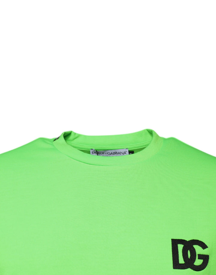 Dolce &amp; Gabbana Green Logo Polyester Crew Neck T-shirt