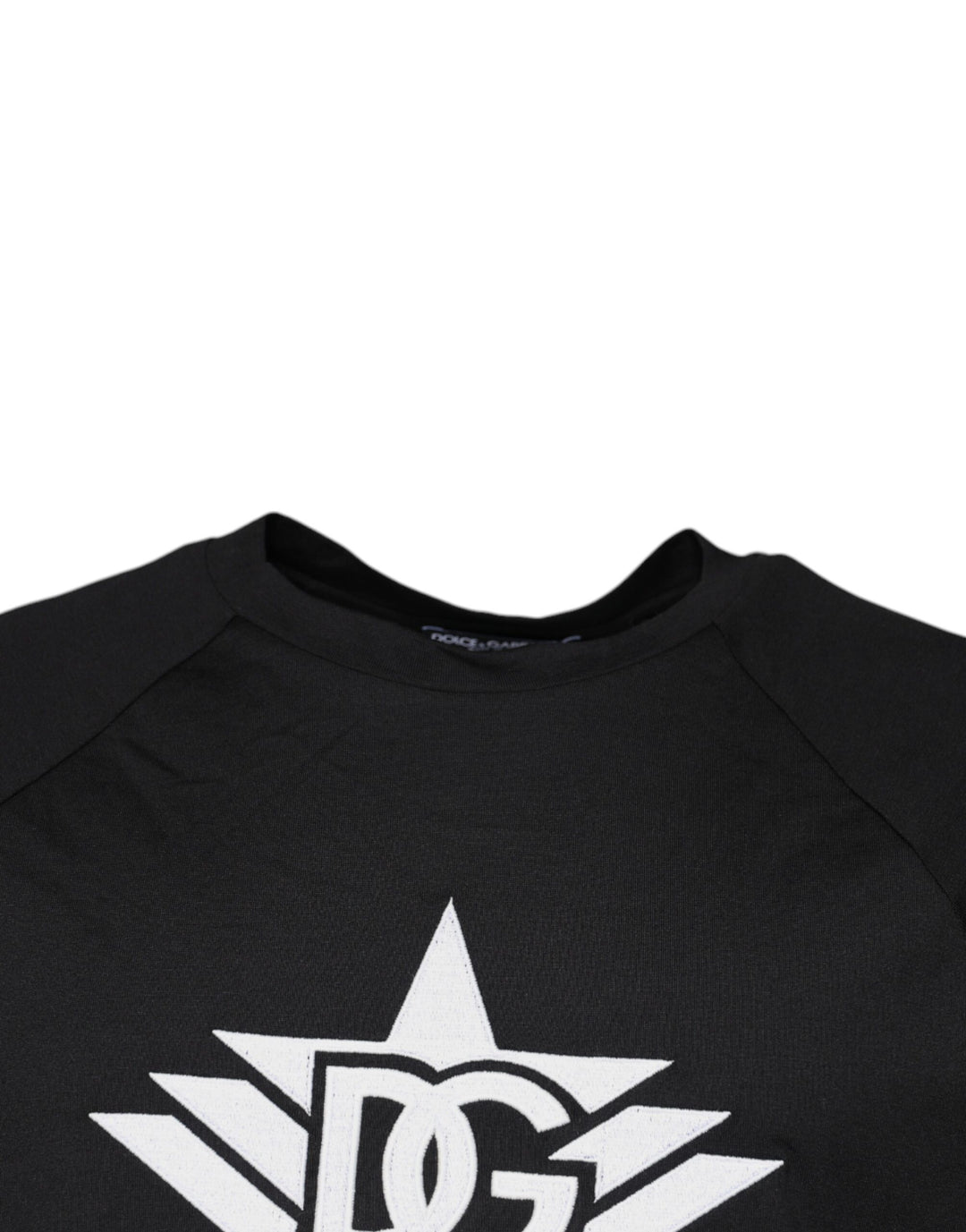 Dolce &amp; Gabbana Black Logo Print Cotton Crew Neck T-shirt