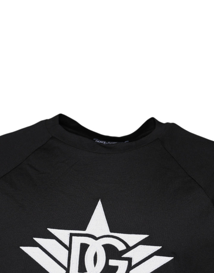 Dolce &amp; Gabbana Black Logo Print Cotton Crew Neck T-shirt