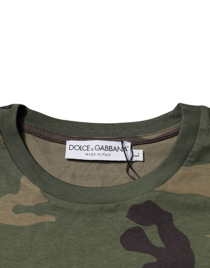Dolce &amp; Gabbana Multicolor Camouflage Cotton Crew Neck T-shirt