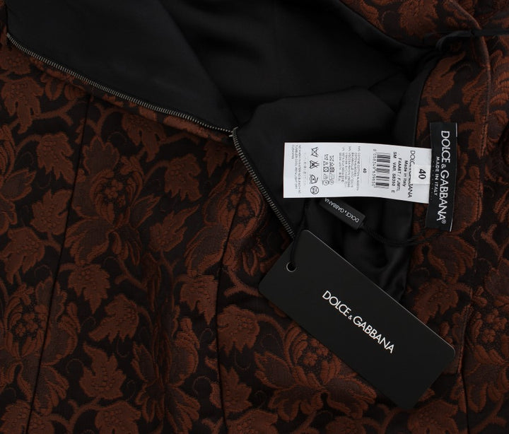 Dolce &amp; Gabbana Brown Floral Brocade Mini Bubble Skirt