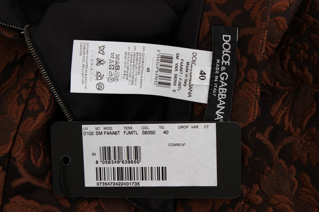Dolce &amp; Gabbana Brown Floral Brocade Mini Bubble Skirt