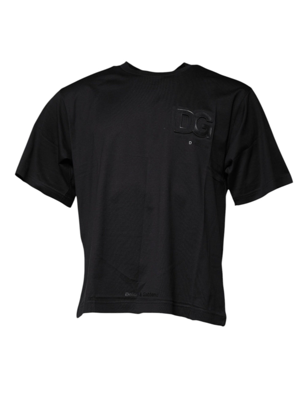 Dolce &amp; Gabbana Black DG Logo Print Cotton Crew Neck T-shirt