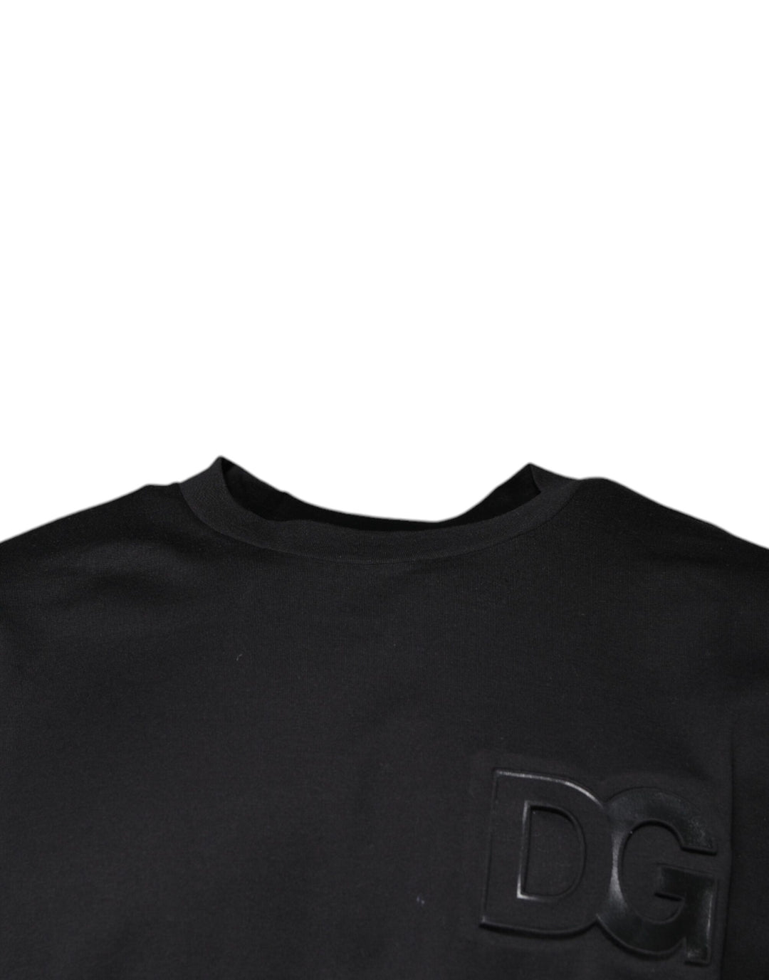 Dolce &amp; Gabbana Black DG Logo Print Cotton Crew Neck T-shirt