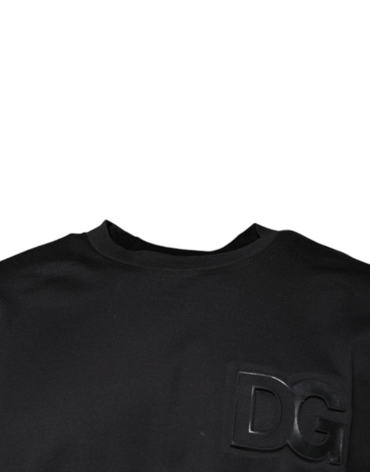 Dolce &amp; Gabbana Black DG Logo Print Cotton Crew Neck T-shirt