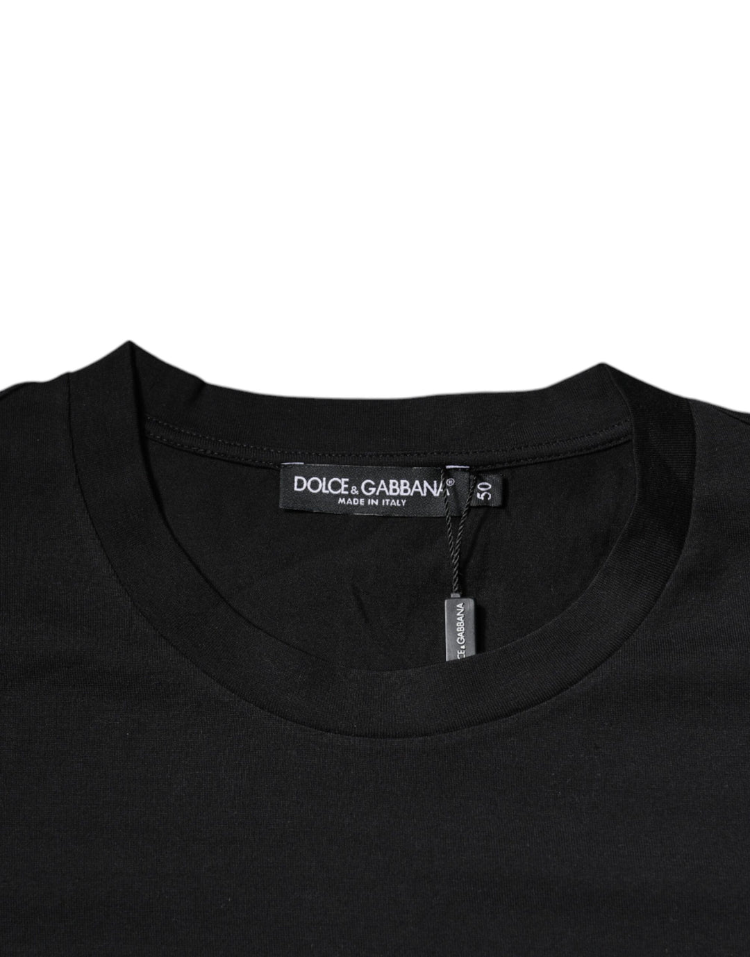 Dolce &amp; Gabbana Black DG Logo Print Cotton Crew Neck T-shirt