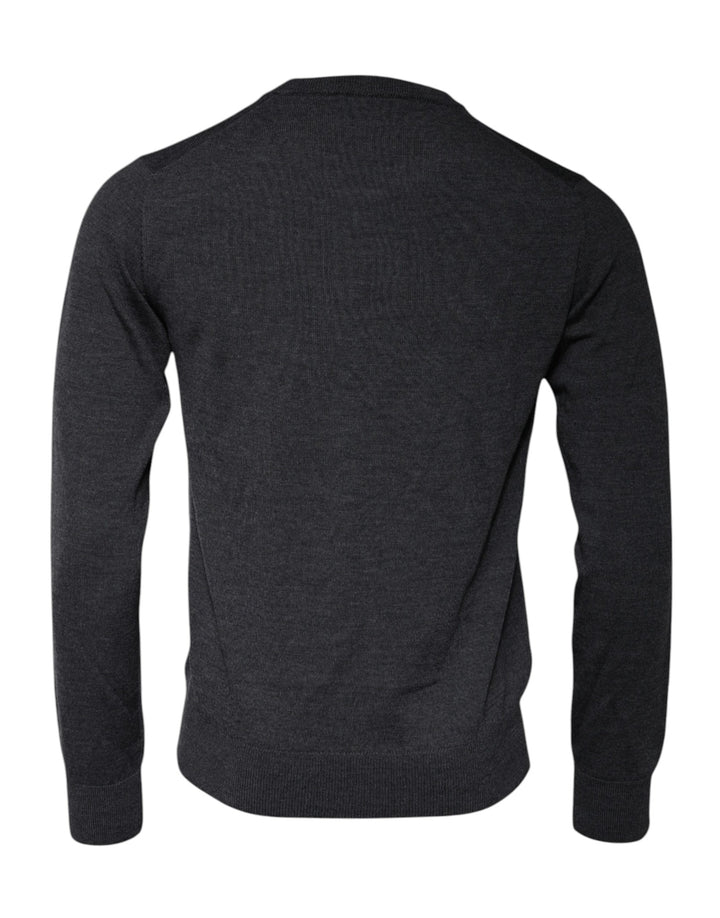 Dolce &amp; Gabbana Dark Gray DG Logo Crew Neck Pullover Sweater