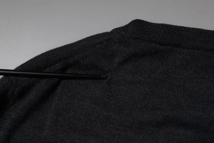 Dolce &amp; Gabbana Dark Gray DG Logo Crew Neck Pullover Sweater