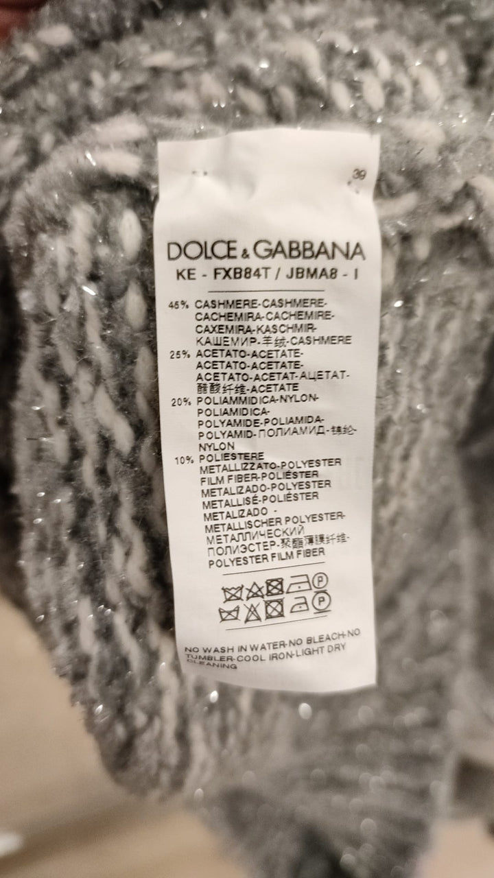 Pull col roulé élégant en cachemire mélangé gris Dolce &amp;amp; Gabbana
