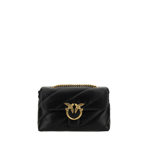 PINKO - Black Calf Leather Bos Taurus Shoulder Bag