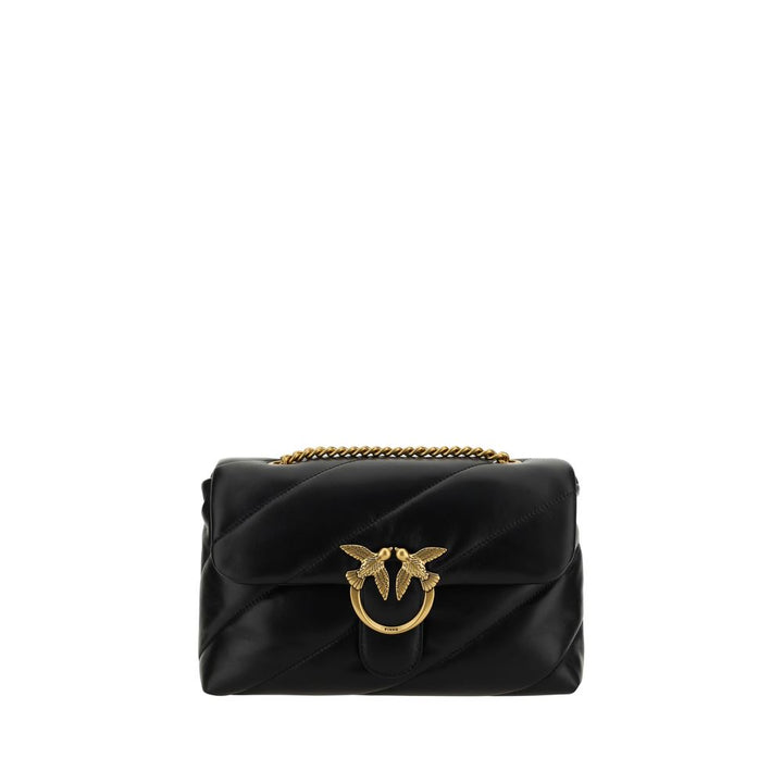 PINKO - Black Calf Leather Bos Taurus Shoulder Bag