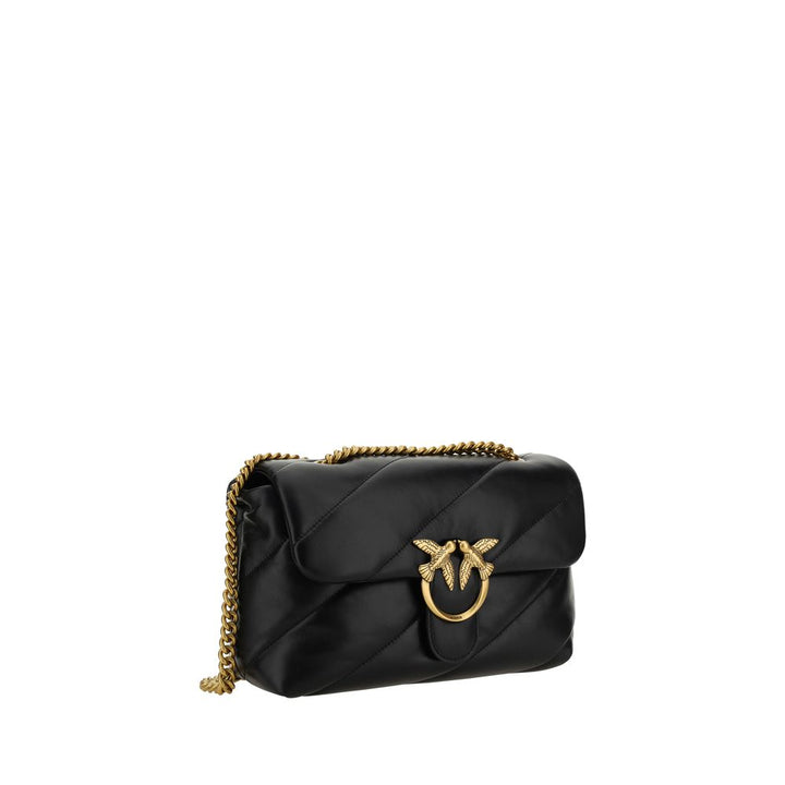 PINKO - Black Calf Leather Bos Taurus Shoulder Bag