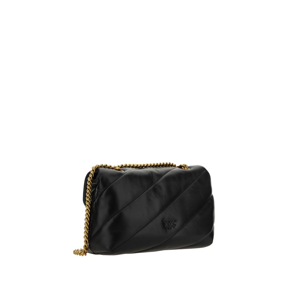 PINKO - Black Calf Leather Bos Taurus Shoulder Bag