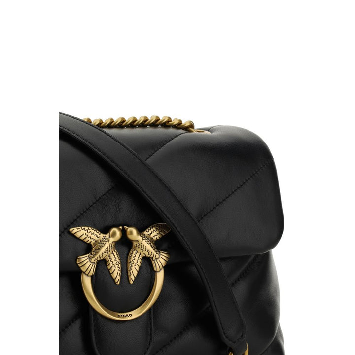 PINKO - Black Calf Leather Bos Taurus Shoulder Bag