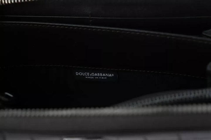 Dolce &amp; Gabbana Brown Exotic Leather Zip Around Continental Clutch Wallet