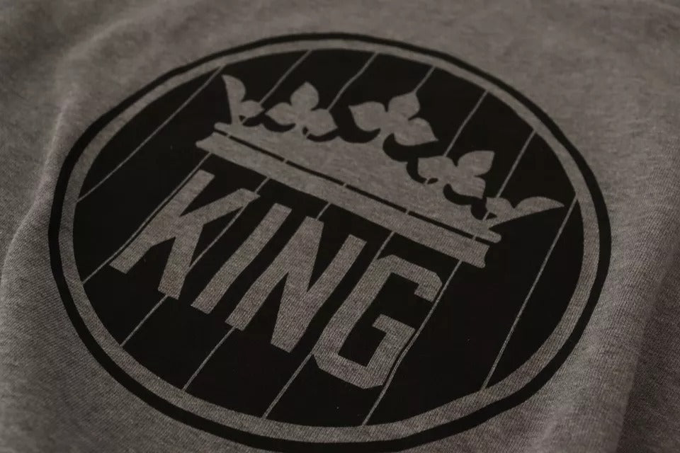 Dolce &amp; Gabbana Gray Crown King Cotton Pullover Sweater