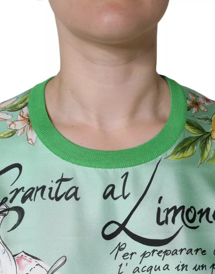 Pull à manches longues en soie verte Granita Al Limone de Dolce &amp;amp; Gabbana