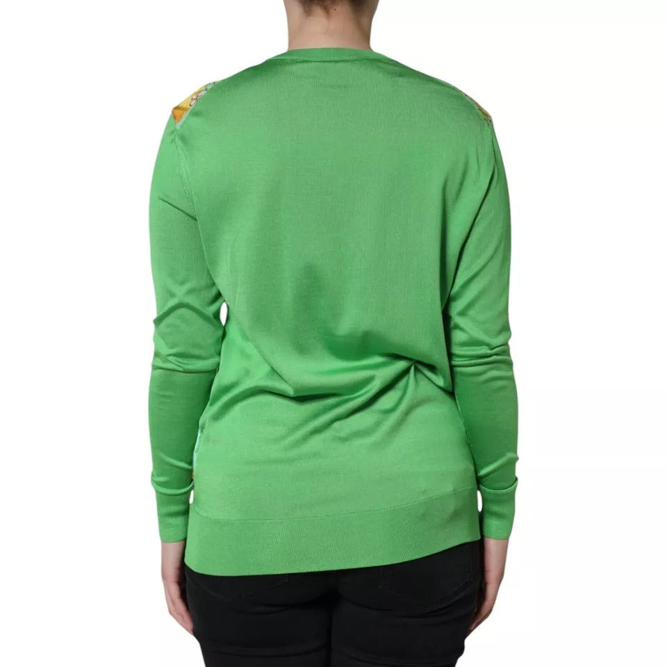 Pull à manches longues en soie verte Granita Al Limone de Dolce &amp;amp; Gabbana