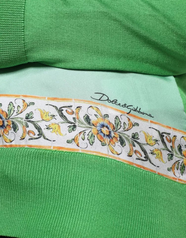 Pull à manches longues en soie verte Granita Al Limone de Dolce &amp;amp; Gabbana