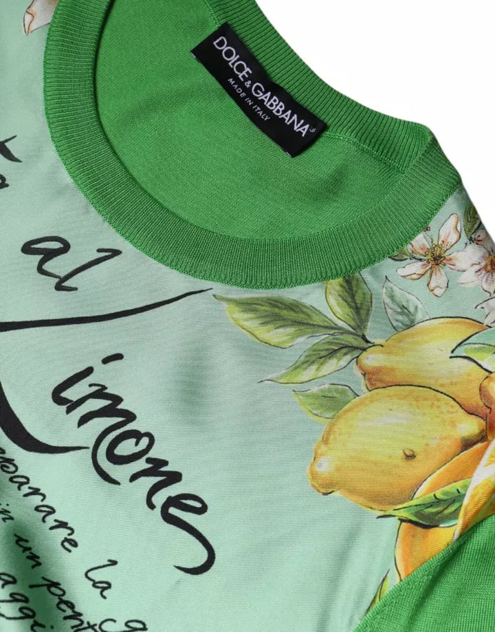 Pull à manches longues en soie verte Granita Al Limone de Dolce &amp;amp; Gabbana