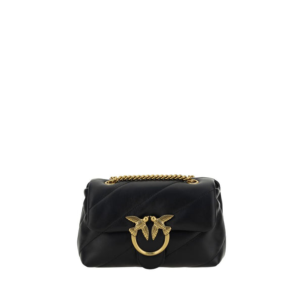 PINKO - Black Calf Leather Bos Taurus Shoulder Bag