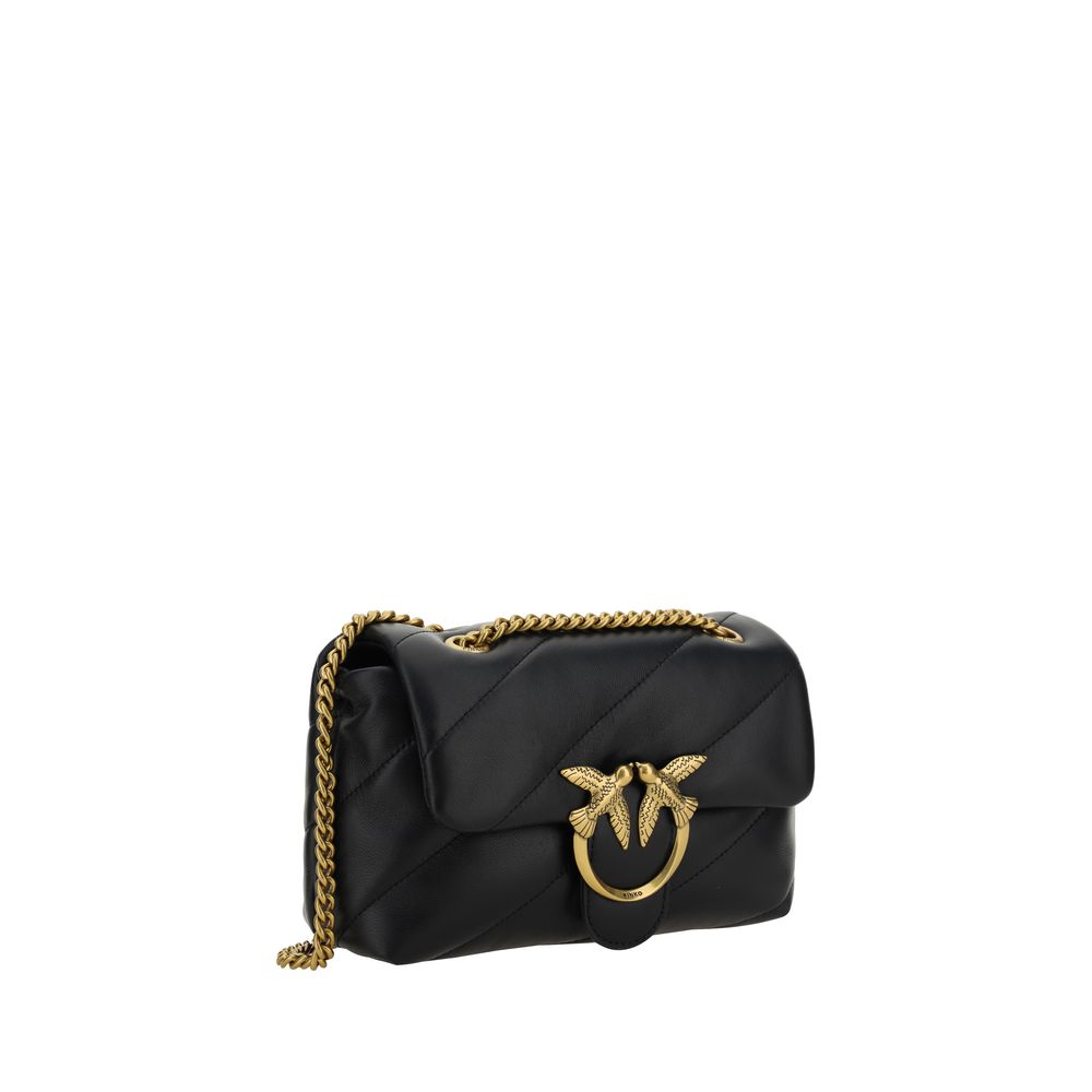 PINKO - Black Calf Leather Bos Taurus Shoulder Bag