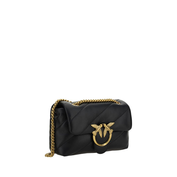 PINKO - Black Calf Leather Bos Taurus Shoulder Bag