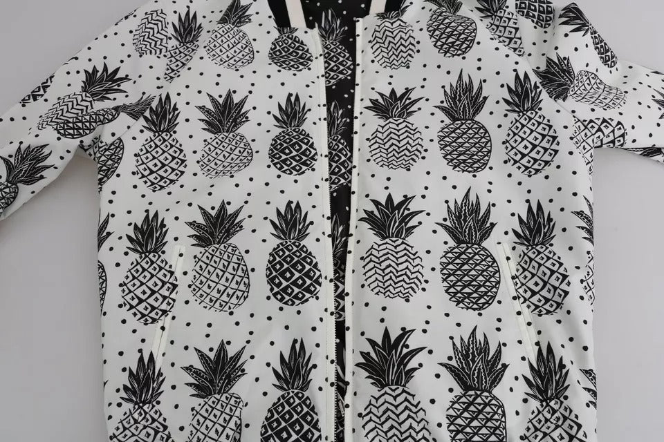 Chaqueta bomber con estampado de piña en blanco y negro de Dolce &amp; Gabbana