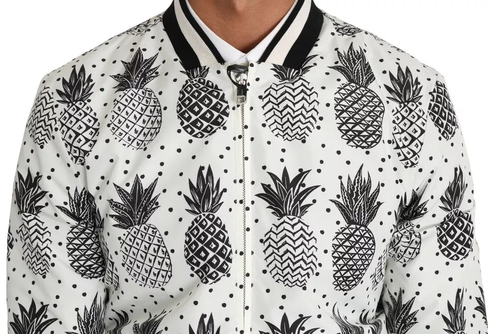 Chaqueta bomber con estampado de piña en blanco y negro de Dolce &amp; Gabbana