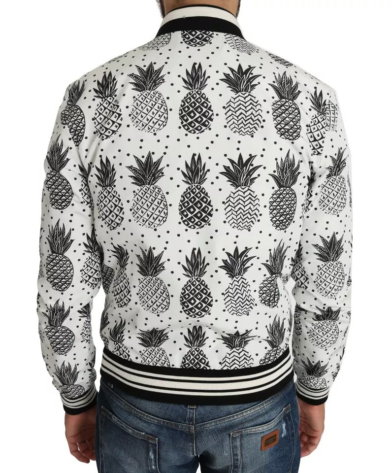 Chaqueta bomber con estampado de piña en blanco y negro de Dolce &amp; Gabbana