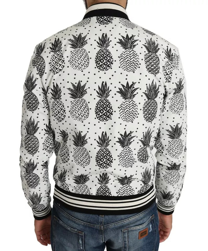 Chaqueta bomber con estampado de piña en blanco y negro de Dolce &amp; Gabbana