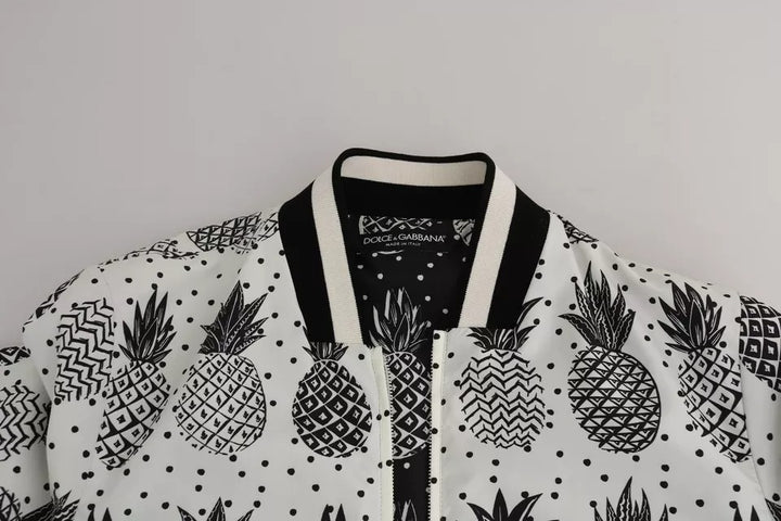 Chaqueta bomber con estampado de piña en blanco y negro de Dolce &amp; Gabbana