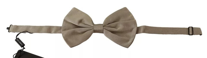 Dolce &amp; Gabbana Silver Gray 100% Silk Adjustable Neck Bow Tie