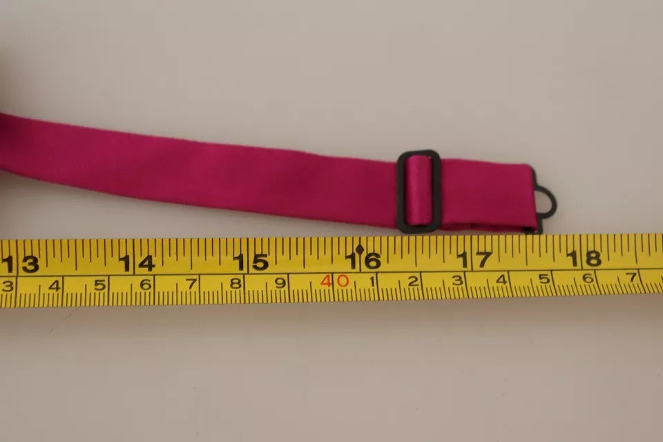 Dolce &amp; Gabbana Pink 100% Silk Adjustable Neck Bow Tie Men