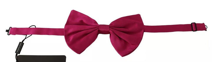 Dolce &amp; Gabbana Pink 100% Silk Adjustable Neck Bow Tie Men
