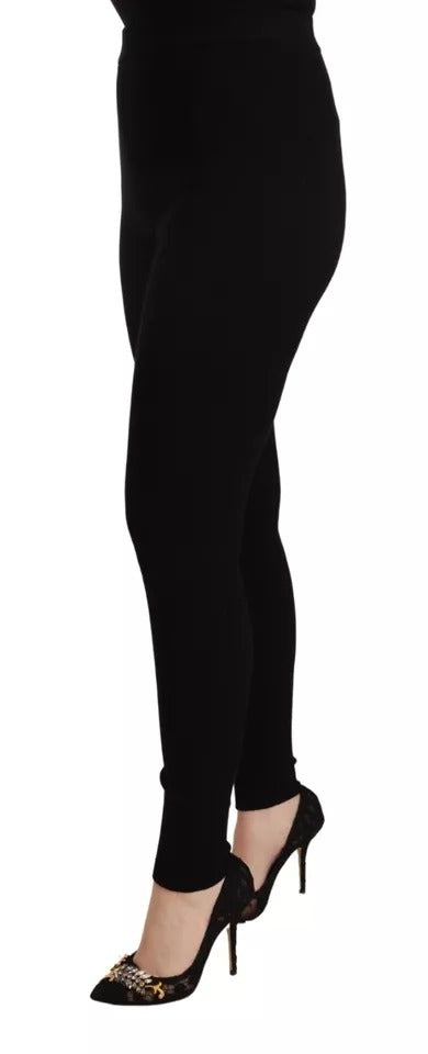 Pantalones elásticos de cintura alta negros de Dolce &amp;amp; Gabbana