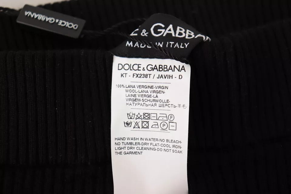 Pantalones elásticos de cintura alta negros de Dolce &amp;amp; Gabbana