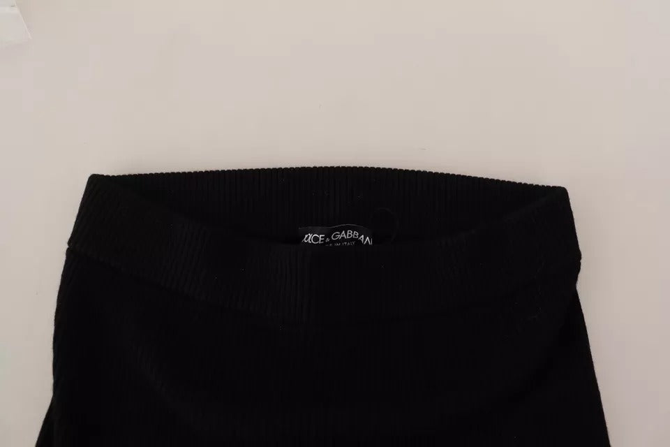 Pantalones elásticos de cintura alta negros de Dolce &amp;amp; Gabbana