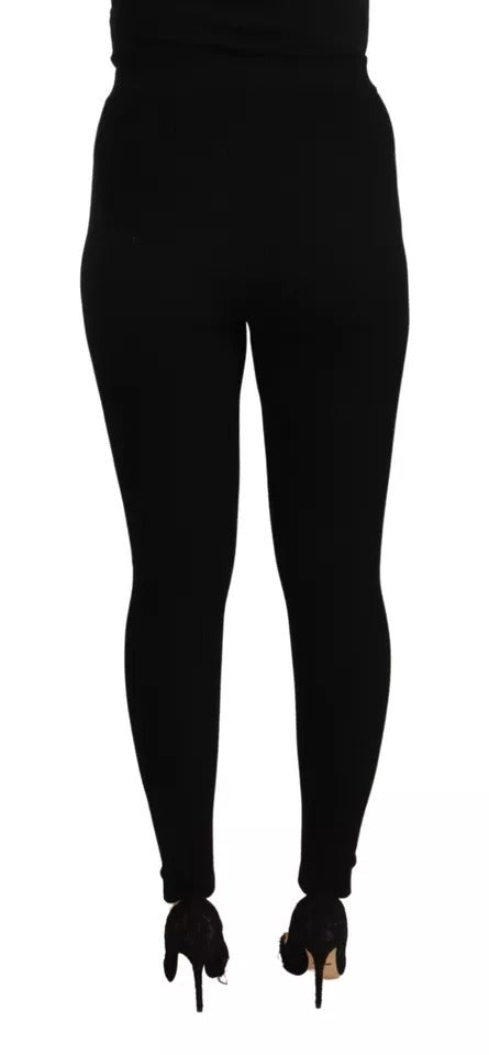 Pantalones elásticos de cintura alta negros de Dolce &amp;amp; Gabbana