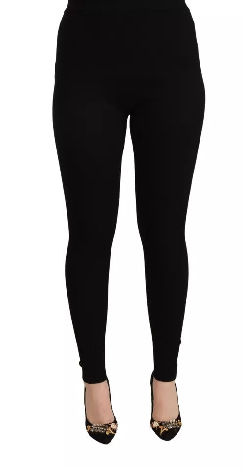 Pantalones elásticos de cintura alta negros de Dolce &amp;amp; Gabbana