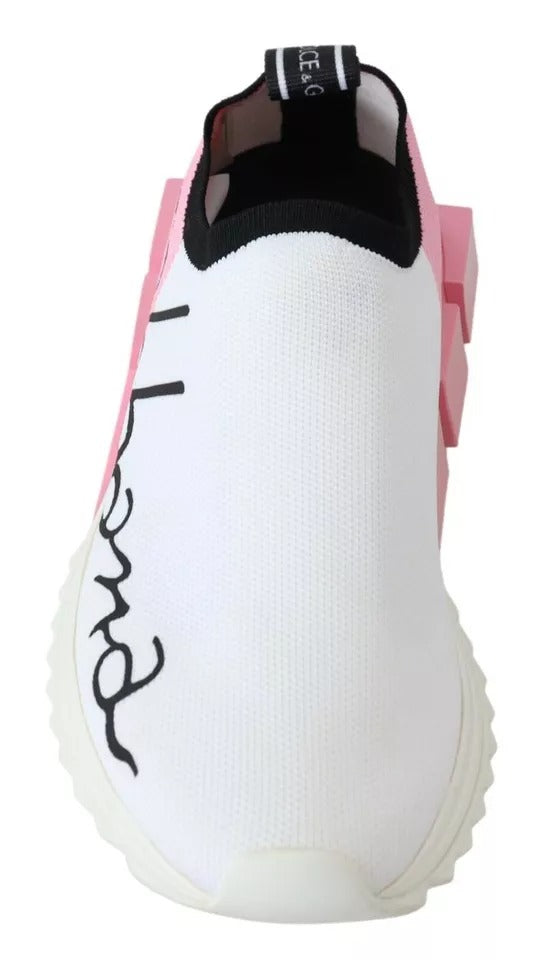 Baskets Sorrento roses et blanches Dolce &amp;amp; Gabbana avec logo