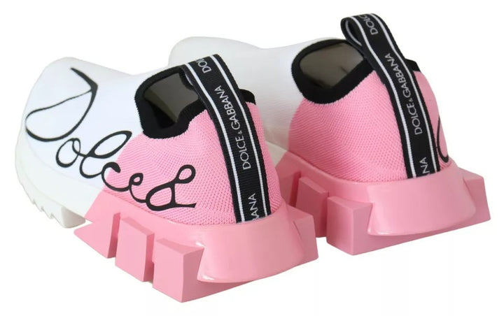 Baskets Sorrento roses et blanches Dolce &amp;amp; Gabbana avec logo