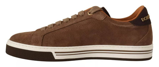 Baskets basses Dolce &amp; Gabbana en daim marron avec logo pour homme