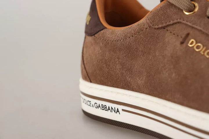 Dolce &amp; Gabbana Brown Suede Logo Low Top Sneakers Men Shoes