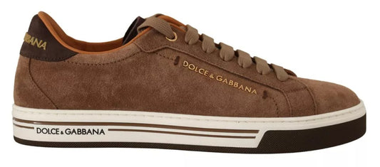 Baskets basses Dolce &amp; Gabbana en daim marron avec logo pour homme