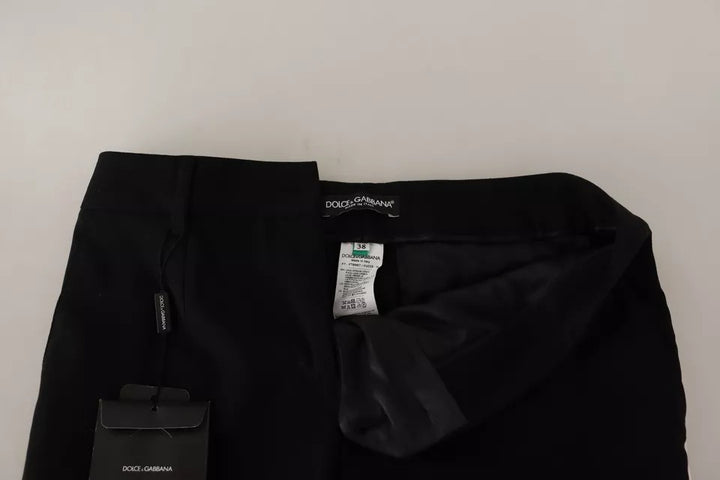 Dolce &amp; Gabbana Black White Stripes Wool Tapered Pants