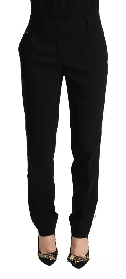 Pantalones cónicos de lana con rayas blancas y negras de Dolce &amp;amp; Gabbana
