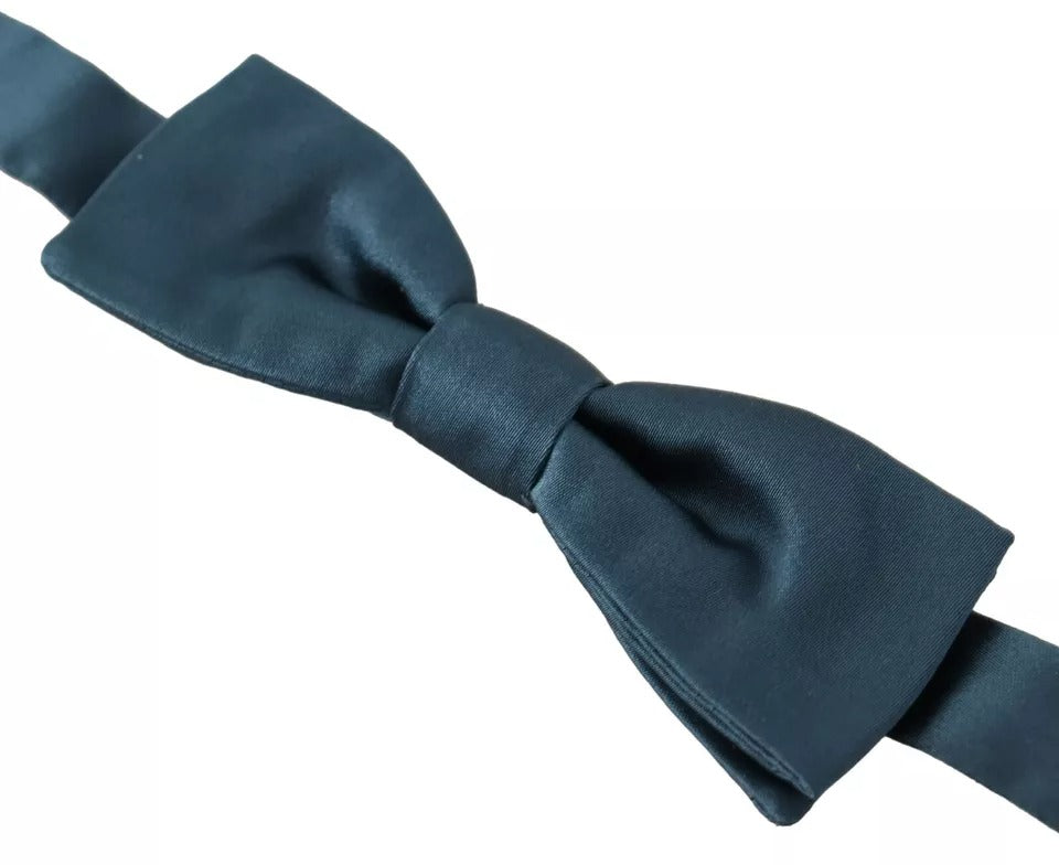 Dolce &amp; Gabbana Blue 100% Silk Adjustable Neck Bow Tie Mens